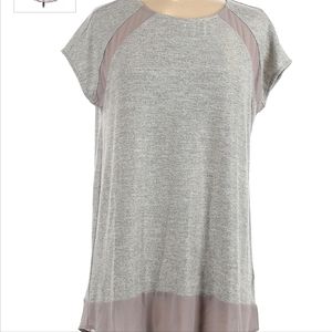 Doe & Rae Cap Sleeve Gray Athleisure Style Short Sleeve Casual Business Shirt